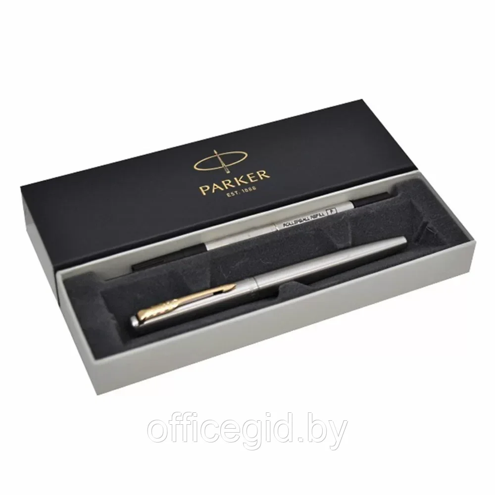 Ручка-роллер Parker "Jotter Core T691", 0.7 мм, серебристый, золотистый, стерж. черный - фото 4 - id-p203424406