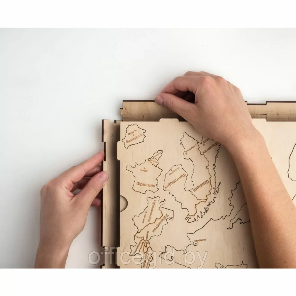 Пазл деревянный "Карта мира" многоуровневый на стену, L 3139, цветной, 60x105 см - фото 8 - id-p203426285