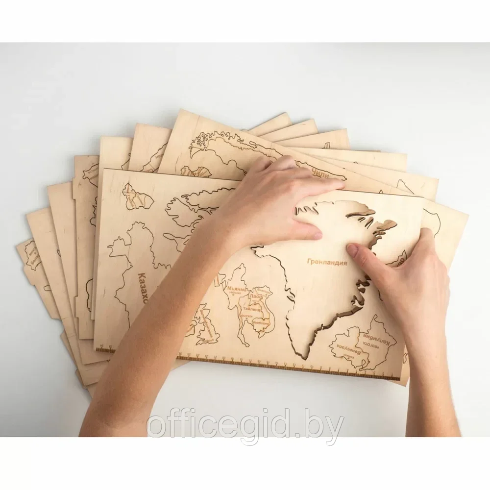 Пазл деревянный "Карта мира" многоуровневый на стену, L 3139, цветной, 60x105 см - фото 9 - id-p203426285