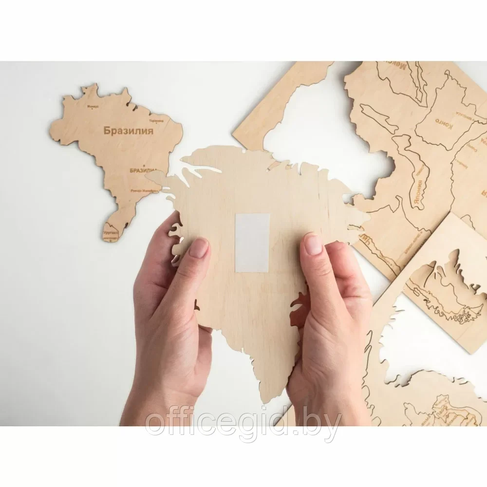 Пазл деревянный "Карта мира" многоуровневый на стену, L 3148, венге, 60x105 см - фото 9 - id-p203426286