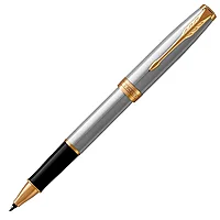 Ручка-роллер Parker "Sonnet Core Stainless Steel GT", 0.7 мм, серебристый, золотистый, стерж. черный