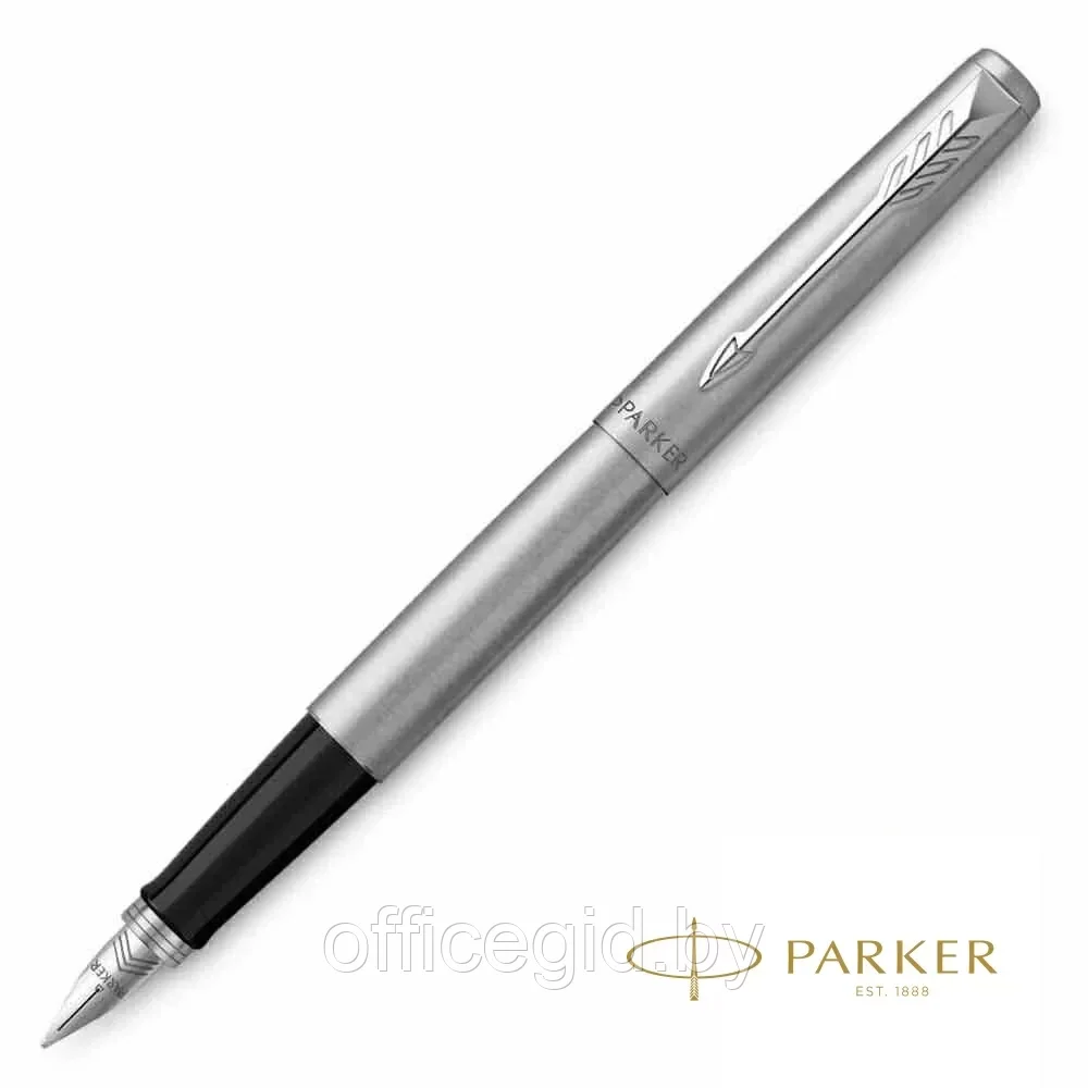 Ручка перьевая "Parker Jotter Stainless Steel", F, серебристый, патрон синий - фото 1 - id-p203424417