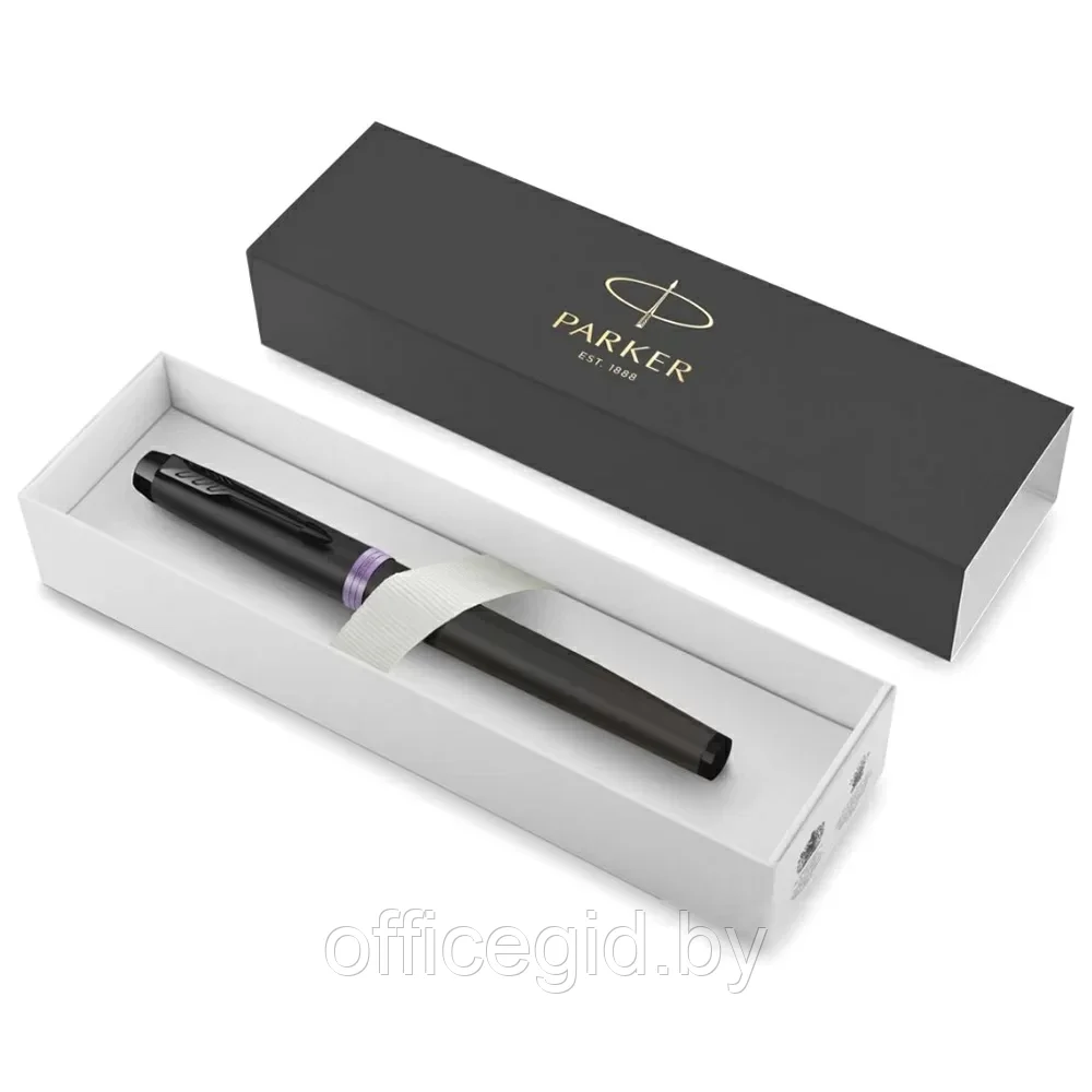 Ручка перьевая Parker "IM Vibrant Rings F315", M, черный, фиолетовый, патрон синий - фото 2 - id-p203424420