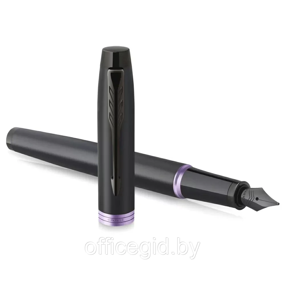 Ручка перьевая Parker "IM Vibrant Rings F315", M, черный, фиолетовый, патрон синий - фото 3 - id-p203424420