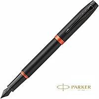 Ручка перьевая Parker "IM Vibrant Rings F315", M, черный, оранжевый, патрон синий