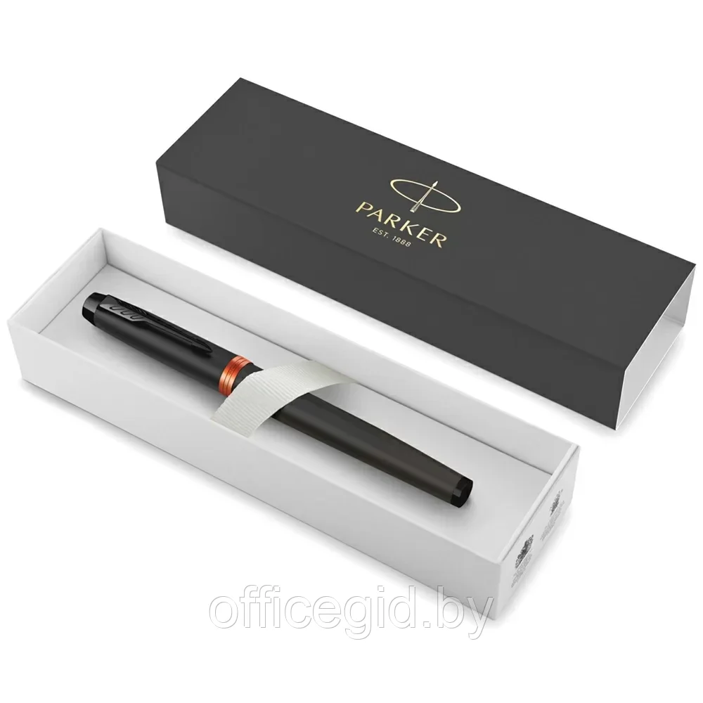 Ручка перьевая Parker "IM Vibrant Rings F315", M, черный, оранжевый, патрон синий - фото 2 - id-p203424421