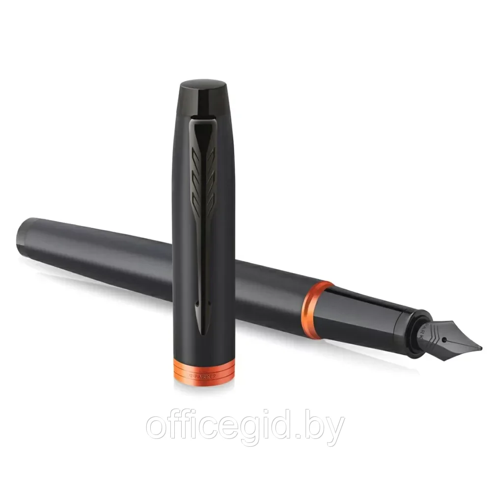 Ручка перьевая Parker "IM Vibrant Rings F315", M, черный, оранжевый, патрон синий - фото 3 - id-p203424421