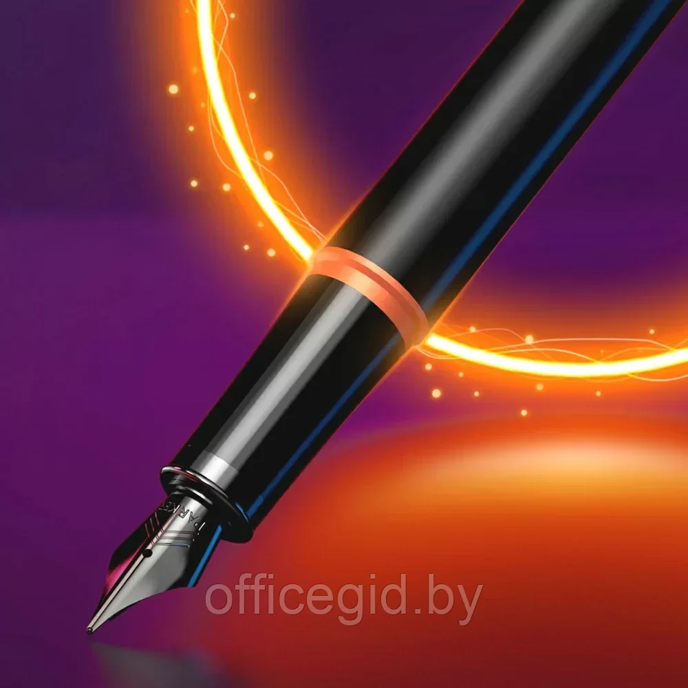 Ручка перьевая Parker "IM Vibrant Rings F315", M, черный, оранжевый, патрон синий - фото 7 - id-p203424421