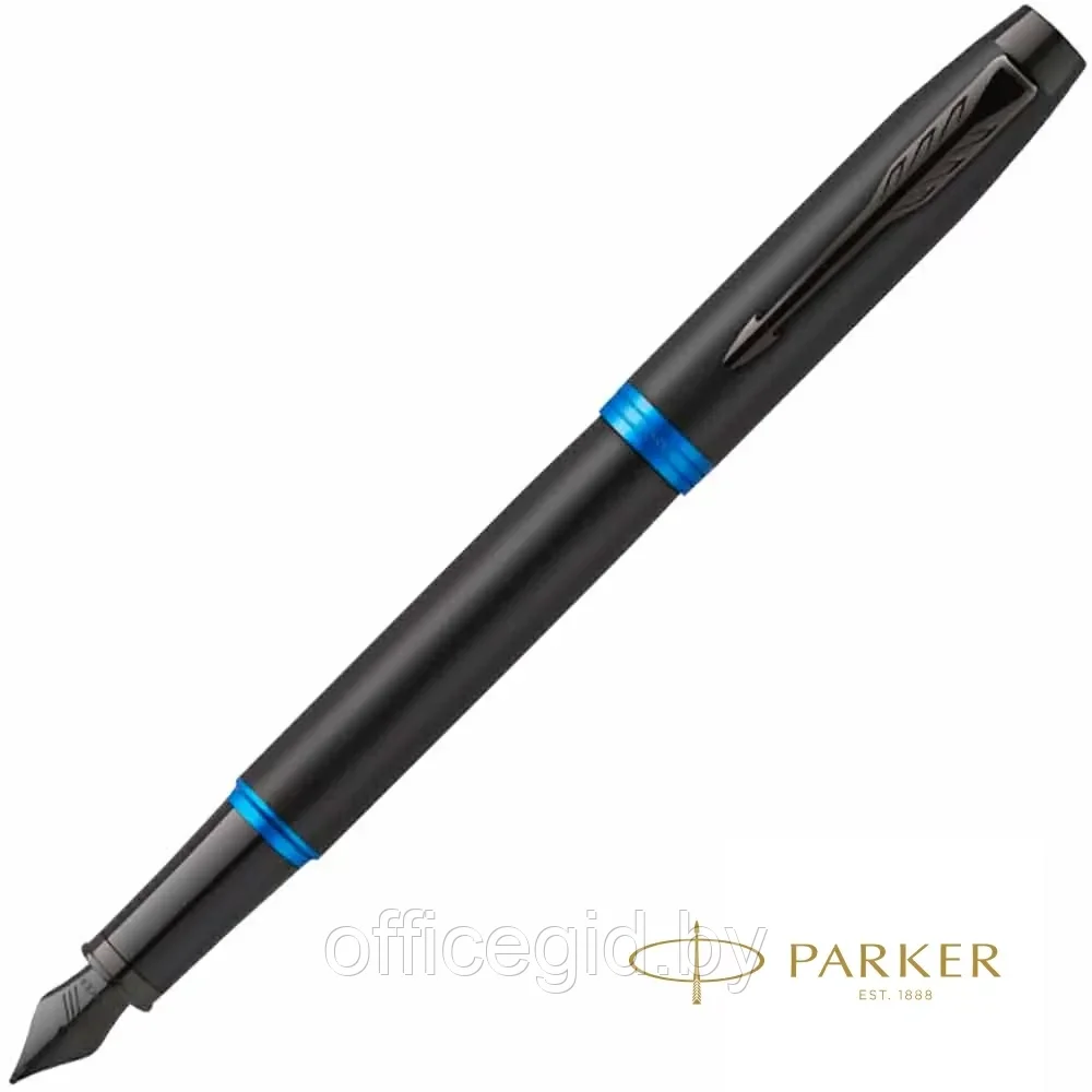 Ручка перьевая Parker "IM Vibrant Rings F315", M, черный, синий, патрон синий - фото 1 - id-p203424422