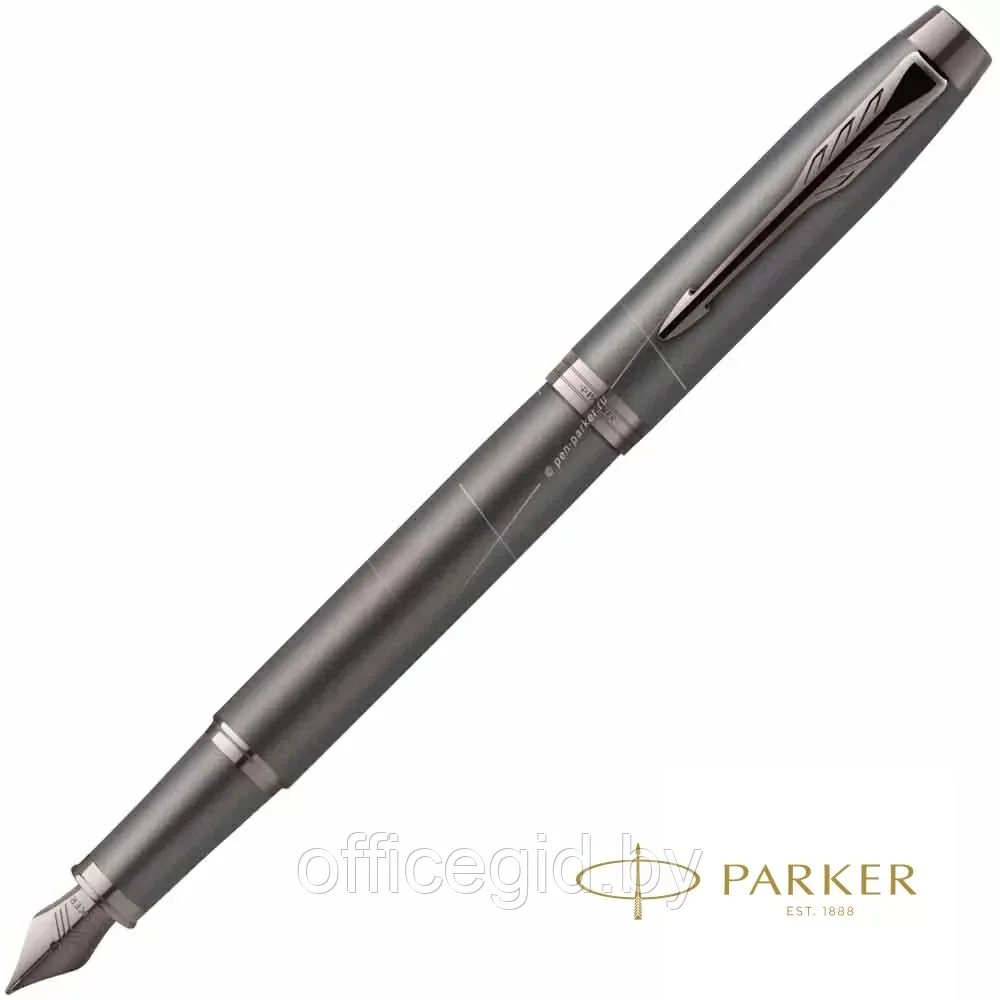 Ручка перьевая Parker "IM Monochrome F328", серый, патрон синий - фото 1 - id-p203424423