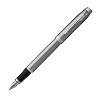 Ручка перьевая Parker "IM Essential F319 Brushed Metal CT", F, серебристый, патрон синий