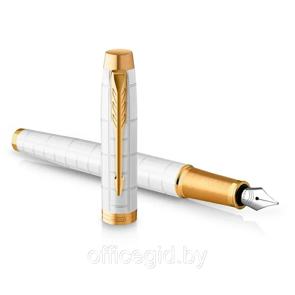 Ручка перьевая Parker "IM Premium Pearl GT", F, белый, золотистый, патрон синий - фото 2 - id-p203424426