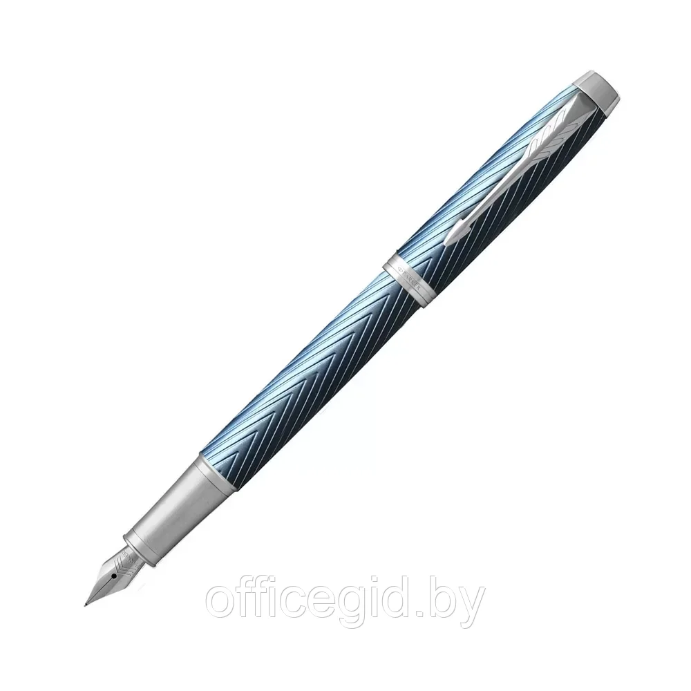 Ручка перьевая Parker "IM Premium Blue Grey CT", F, голубой, серебристый, патрон синий - фото 1 - id-p203424427