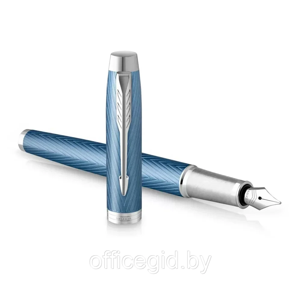 Ручка перьевая Parker "IM Premium Blue Grey CT", F, голубой, серебристый, патрон синий - фото 2 - id-p203424427