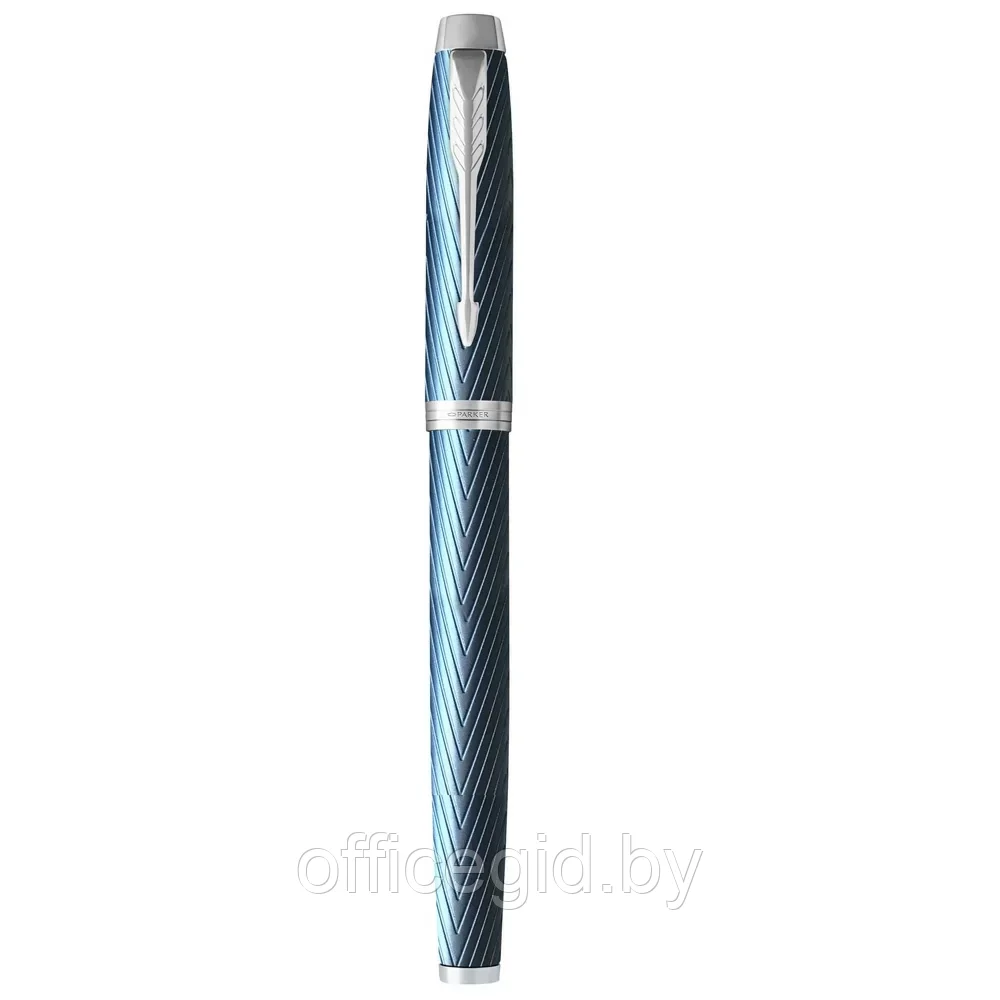 Ручка перьевая Parker "IM Premium Blue Grey CT", F, голубой, серебристый, патрон синий - фото 3 - id-p203424427