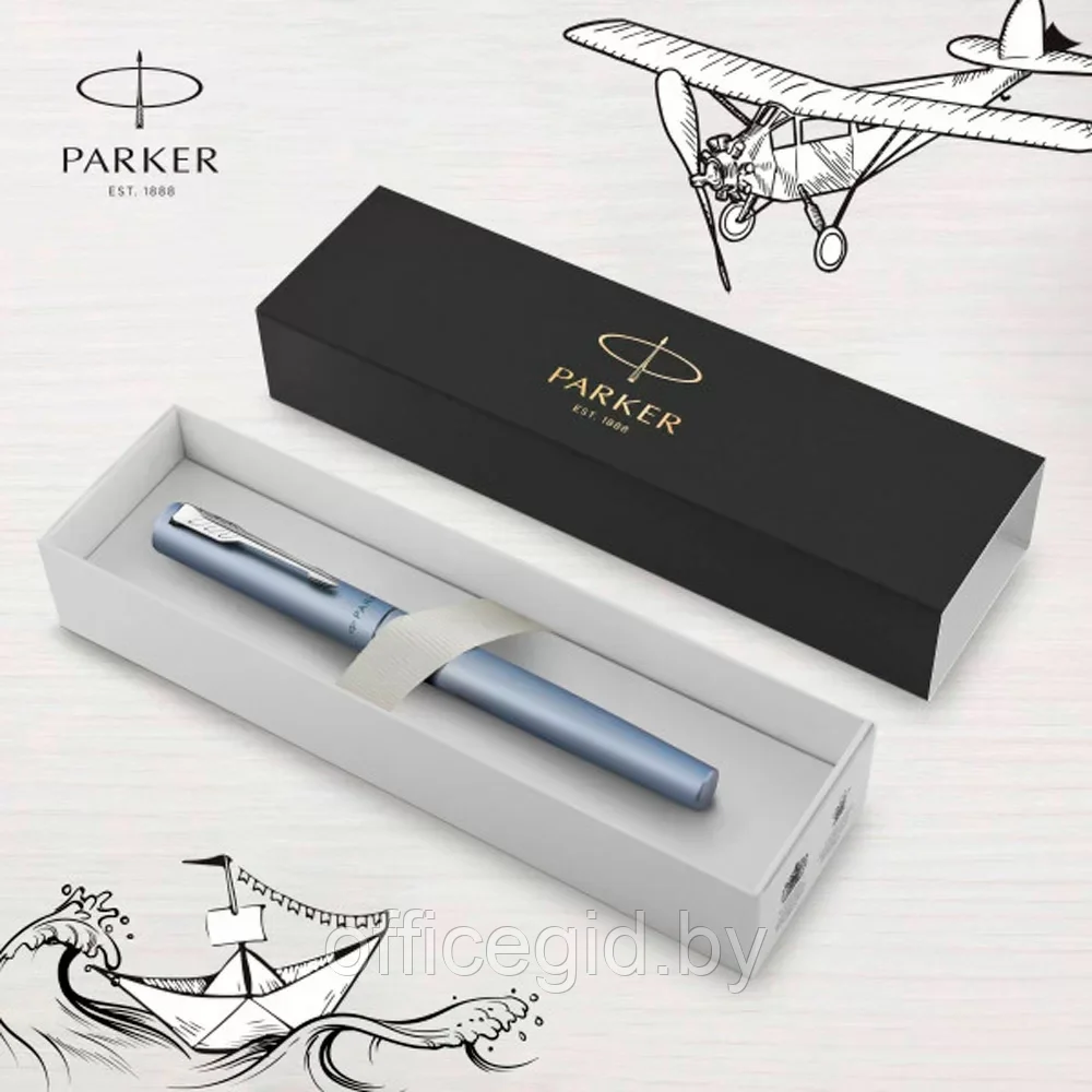 Ручка перьевая Parker "Vector XL Silver Blue", M, серебристый, патрон синий - фото 6 - id-p203424430