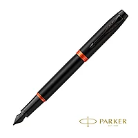 Ручка перьевая Parker "IM Vibrant Rings F315 Flame Orange PVD", F, черный, оранжевый, патрон синий