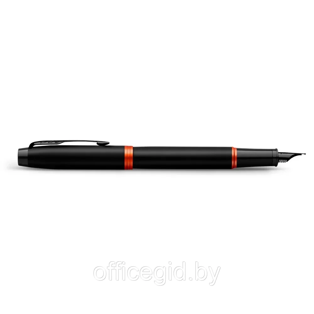 Ручка перьевая Parker "IM Vibrant Rings F315 Flame Orange PVD", F, черный, оранжевый, патрон синий - фото 4 - id-p203424431