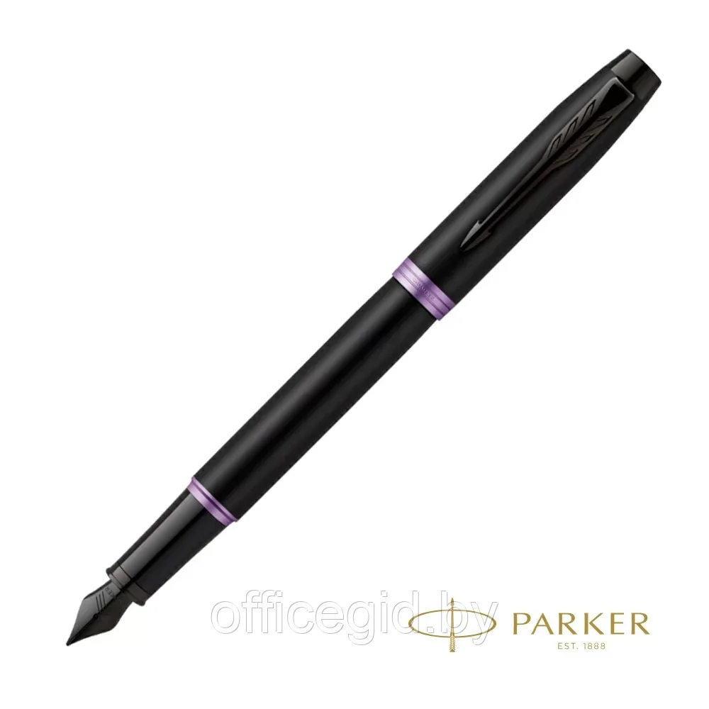 Ручка перьевая Parker "IM Vibrant Rings F315 Amethyst Purple PVD", F, черный, фиолетовый, патрон синий - фото 1 - id-p203424432