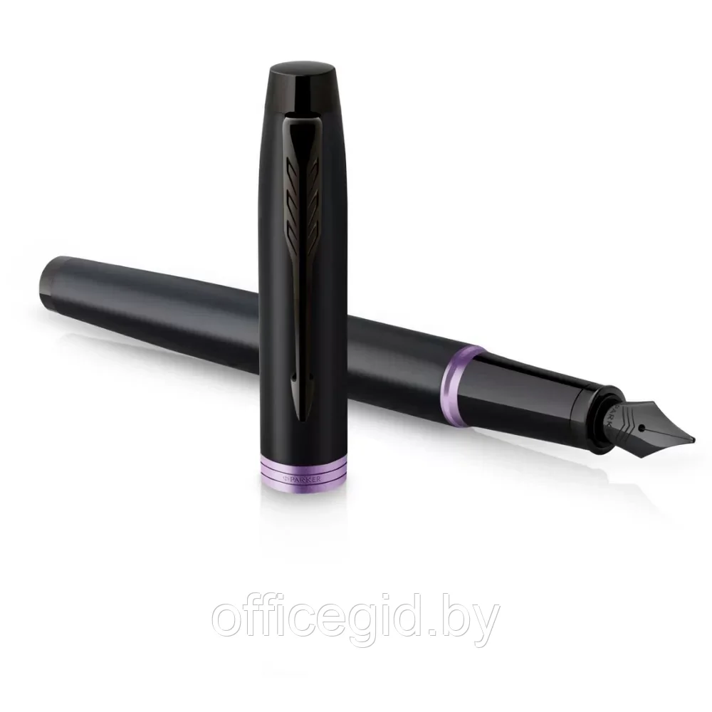 Ручка перьевая Parker "IM Vibrant Rings F315 Amethyst Purple PVD", F, черный, фиолетовый, патрон синий - фото 3 - id-p203424432