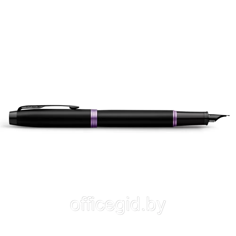 Ручка перьевая Parker "IM Vibrant Rings F315 Amethyst Purple PVD", F, черный, фиолетовый, патрон синий - фото 4 - id-p203424432