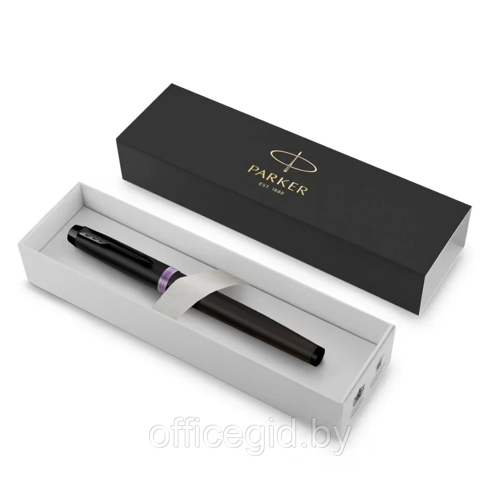 Ручка перьевая Parker "IM Vibrant Rings F315 Amethyst Purple PVD", F, черный, фиолетовый, патрон синий - фото 6 - id-p203424432