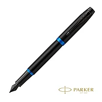 Ручка перьевая Parker "IM Vibrant Rings F315 Marine Blue PVD", F, черный, синий, патрон синий