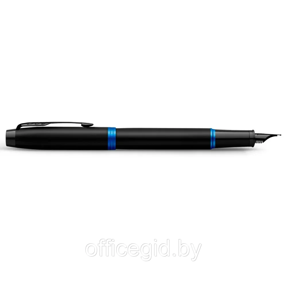 Ручка перьевая Parker "IM Vibrant Rings F315 Marine Blue PVD", F, черный, синий, патрон синий - фото 4 - id-p203424433