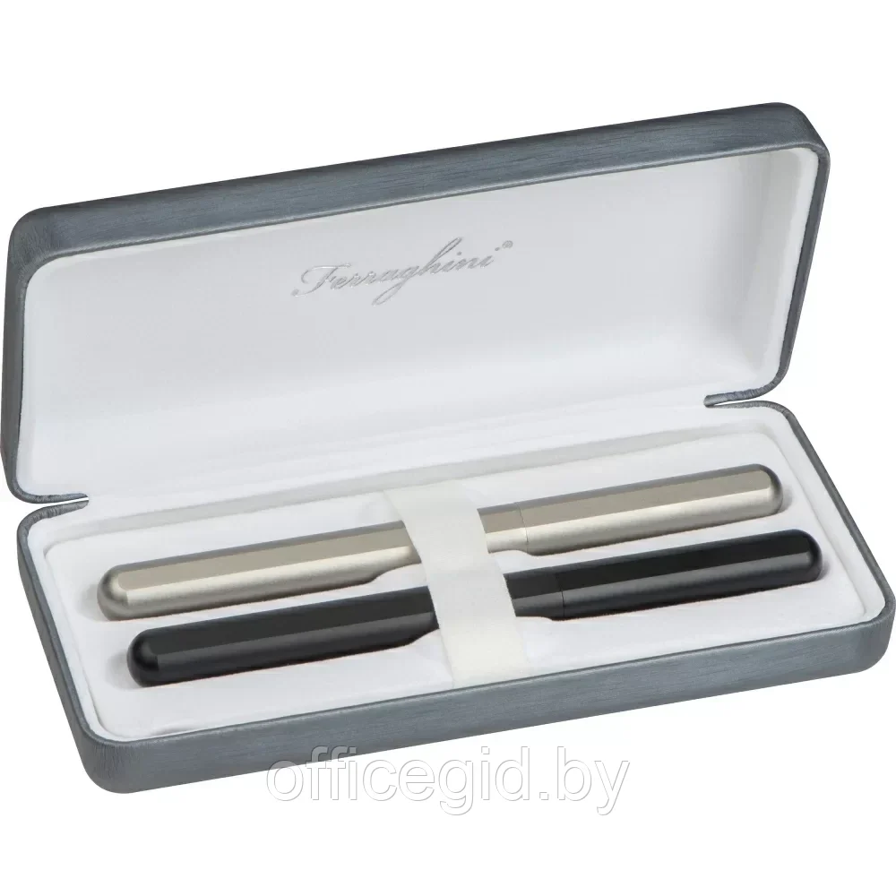 Набор ручек Ferraghini "F101mc": ручка перьевая и роллер, черный, серебристый - фото 1 - id-p203424437