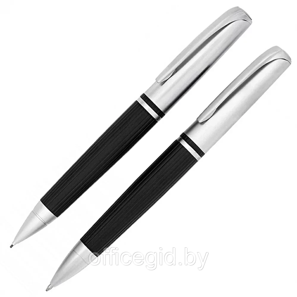 Набор "Editor": ручка шариковая и карандаш автоматический, 0.9 мм, черный, серебристый - фото 1 - id-p203424441