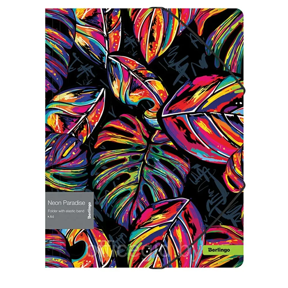 Папка на резинках "Neon Paradise", А4, 15 мм, пластик, разноцветный