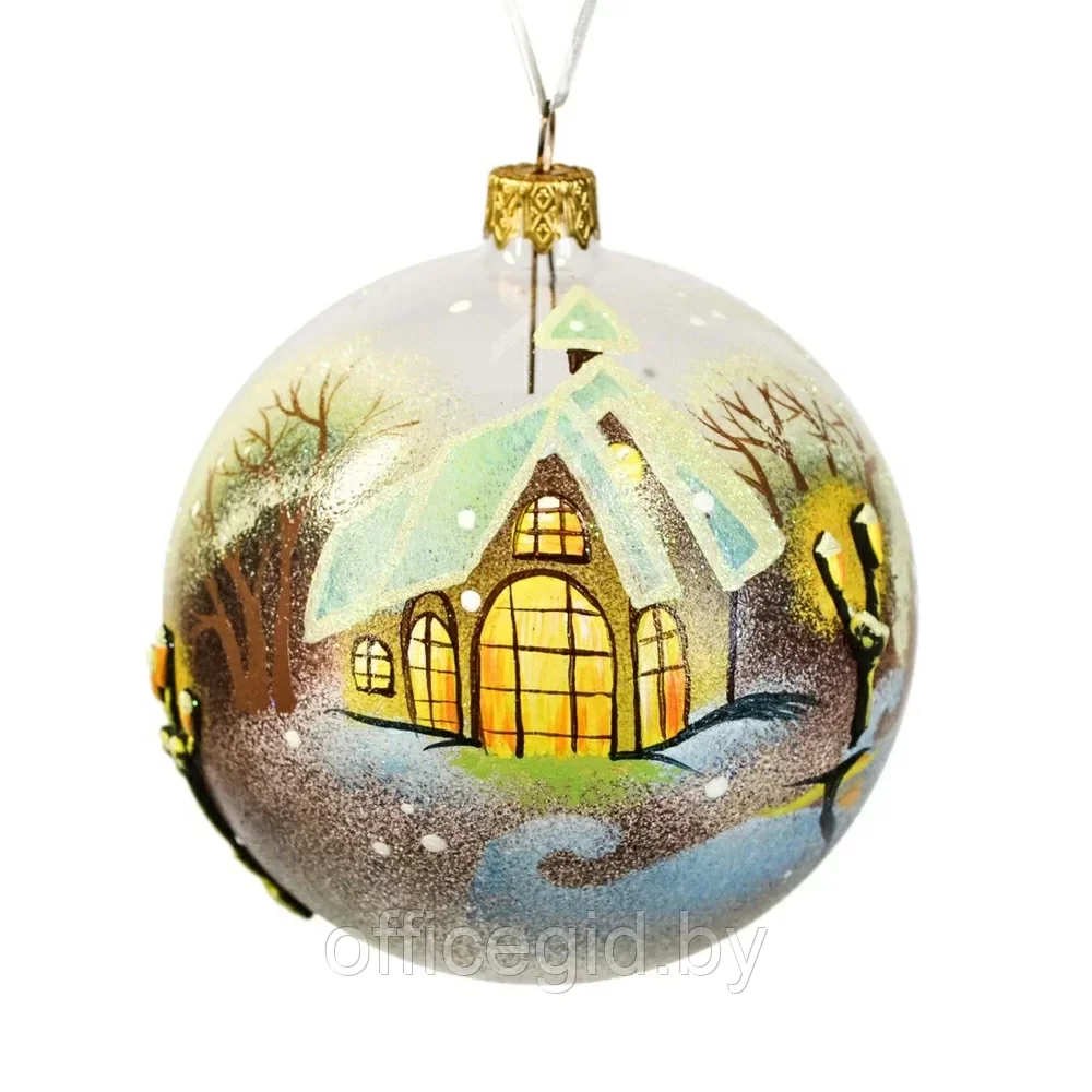 Шар елочный декоративный "Рождественский дом", разноцветный - фото 1 - id-p203428350