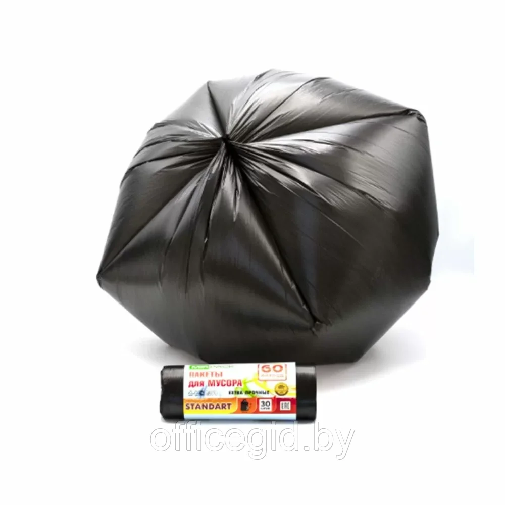 Мешки для мусора "Mirpack Standart", 6 мкм, 60 л, 20 шт/рулон - фото 2 - id-p203425517