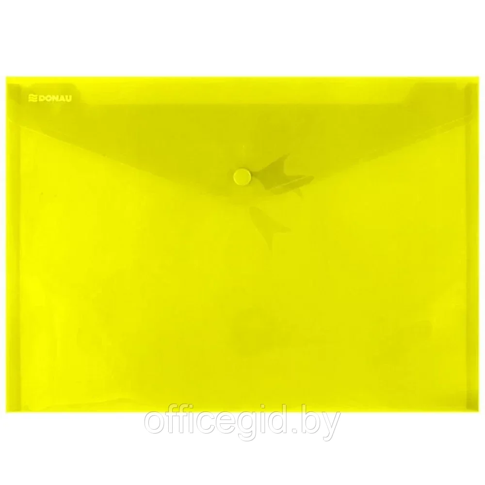 Папка-конверт на кнопке "Donau", C5, желтый прозрачный - фото 1 - id-p203423990
