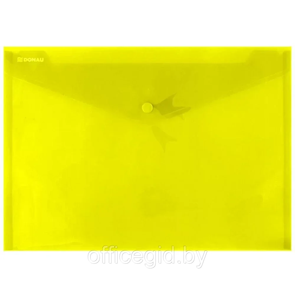 Папка-конверт на кнопке "Donau", A4, желтый прозрачный - фото 1 - id-p203423991