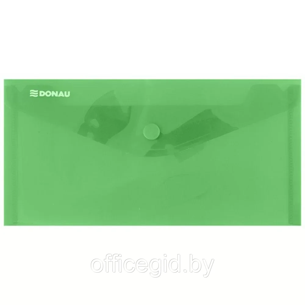 Папка-конверт на кнопке "Donau DL", dl, зеленый прозрачный - фото 1 - id-p203423996
