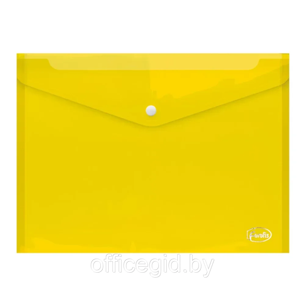 Папка-конверт на кнопке "Forofis", А4, прозрачный, желтый - фото 1 - id-p203424002