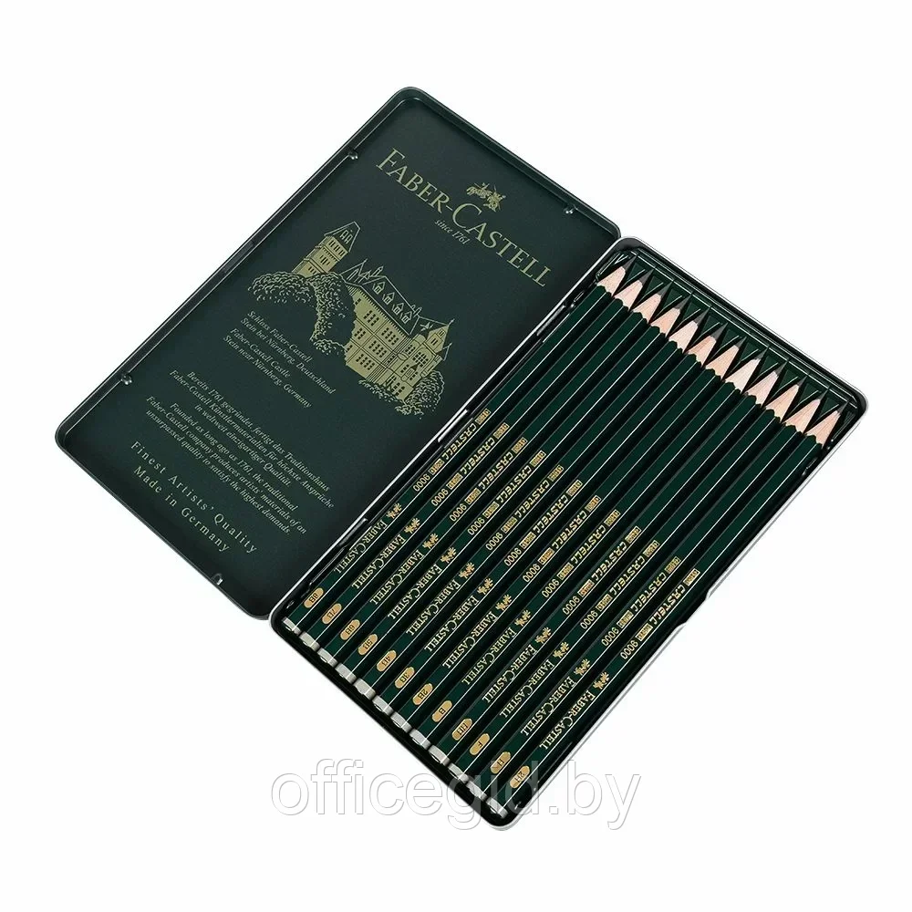 Набор карандашей чернографитных "Castell 9000", 8B-2H, 12 шт., в металлической коробке - фото 2 - id-p203426400