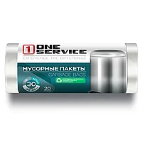 Мешки для мусора "One Service", 6.5 мкм, 20 л, 30 шт/рулон, белый