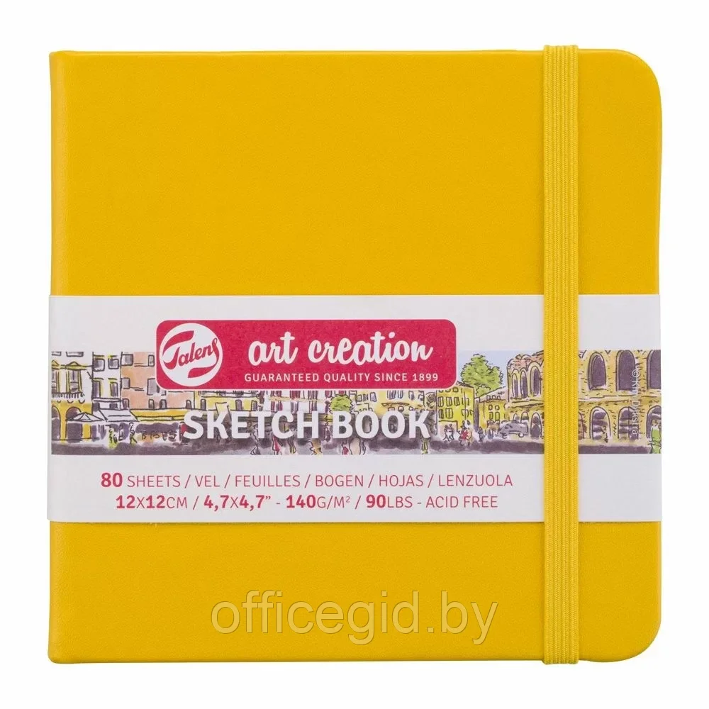 Скетчбук "ArtCreation", 12x12 см, 140 г/м2, 80 листов, желтый - фото 1 - id-p203426424