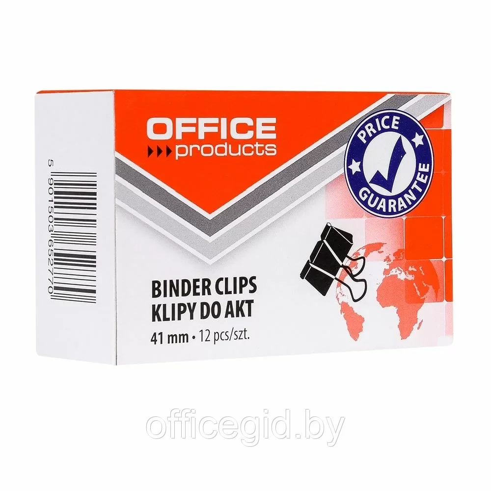 Зажим для бумаги "Office Products", 41 мм, 12 шт, черный - фото 1 - id-p203427462