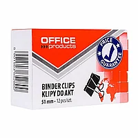 Зажим для бумаги "Office Products", 51 мм, 12 шт, черный