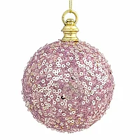Украшение новогоднее "Нежно-розовый шар в пайетках и блестках", розовый