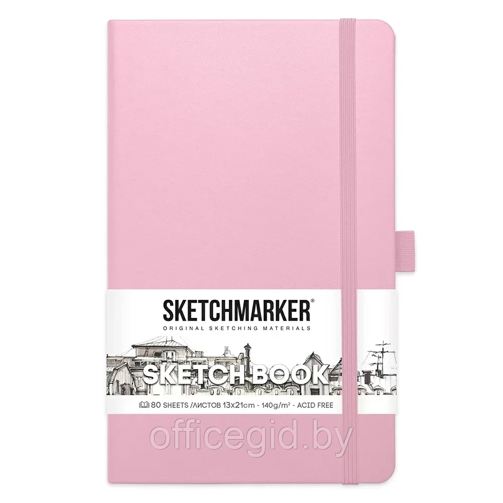 Скетчбук "Sketchmarker", 13x21 см, 140 г/м2, 80 листов, розовый - фото 1 - id-p203426440