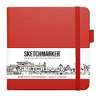 Скетчбук "Sketchmarker", 12x12 см, 140 г/м2, 80 листов, красный