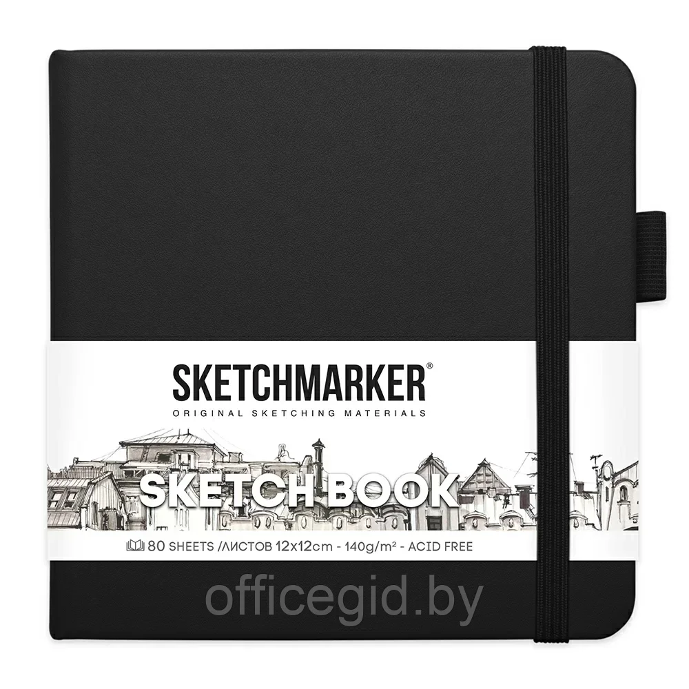 Скетчбук "Sketchmarker", 12x12 см, 140 г/м2, 80 листов, черный - фото 1 - id-p203426443