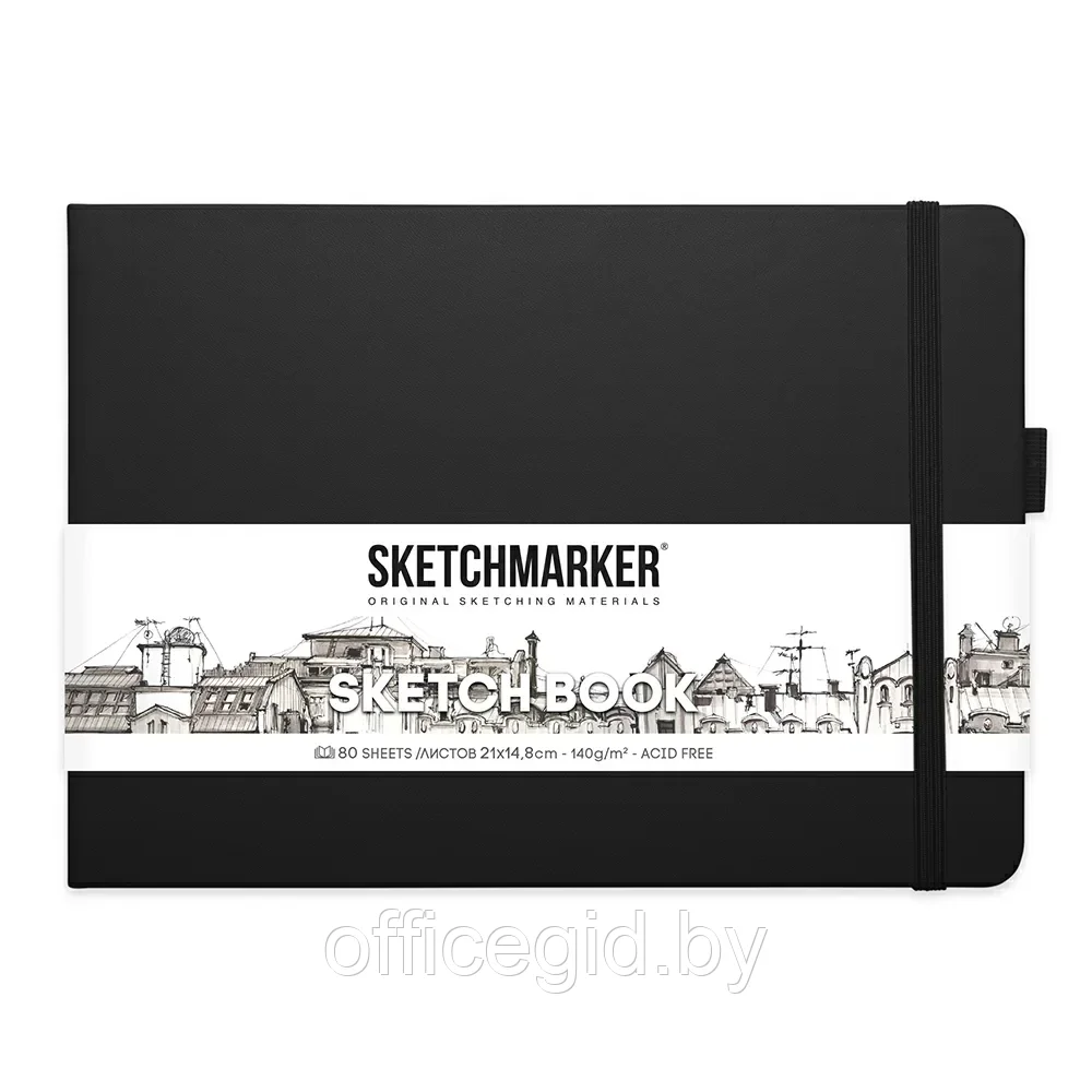 Скетчбук "Sketchmarker", 21x14.8 см, 140 г/м2, 80 листов, черный пейзаж - фото 1 - id-p203426444