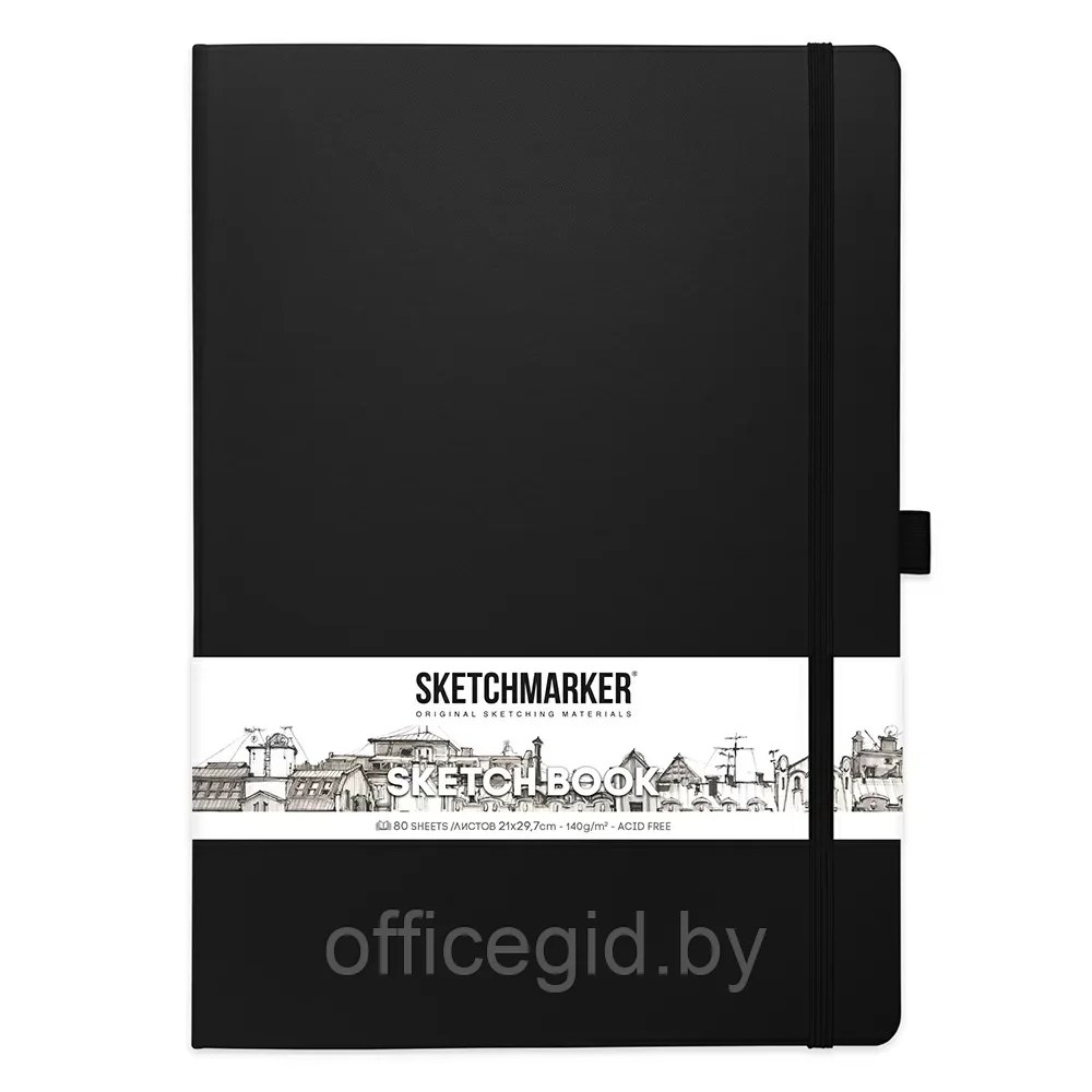Скетчбук "Sketchmarker", 21x30 см, 140 г/м2, 80 листов, черный