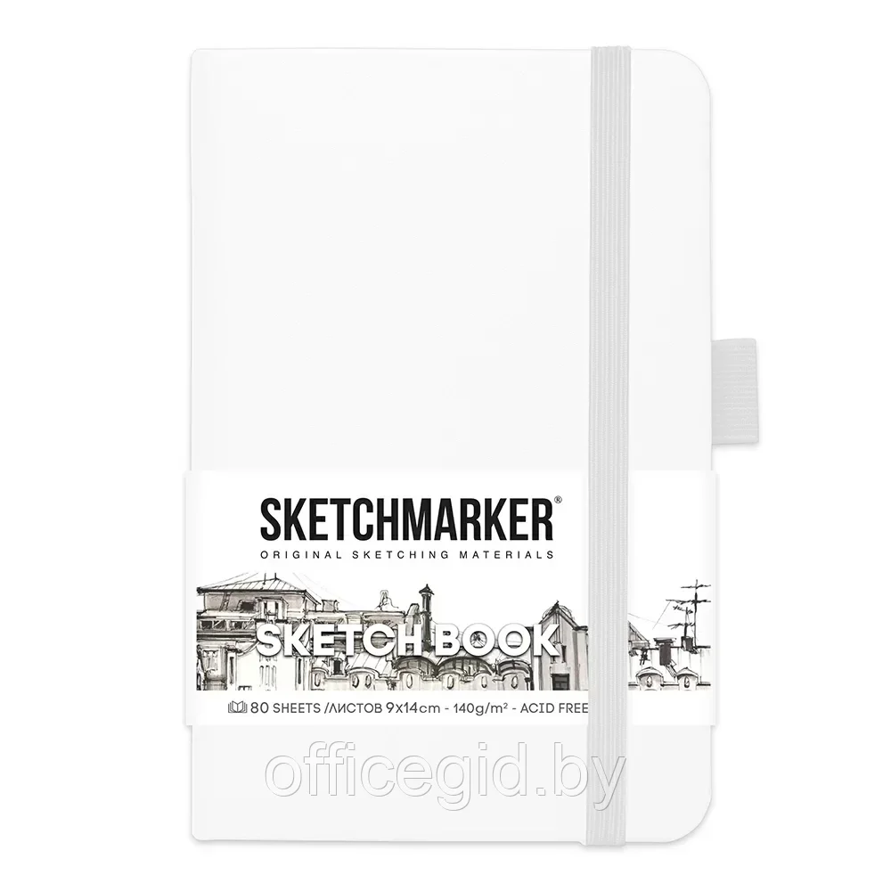 Скетчбук "Sketchmarker", 9x14 см, 140 г/м2, 80 листов, белый