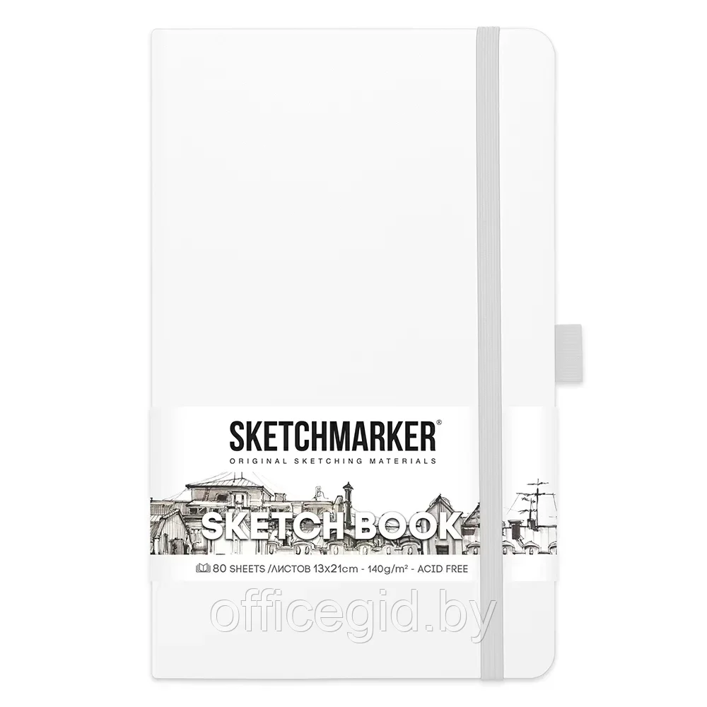 Скетчбук "Sketchmarker", 13x21 см, 140 г/м2, 80 листов, белый